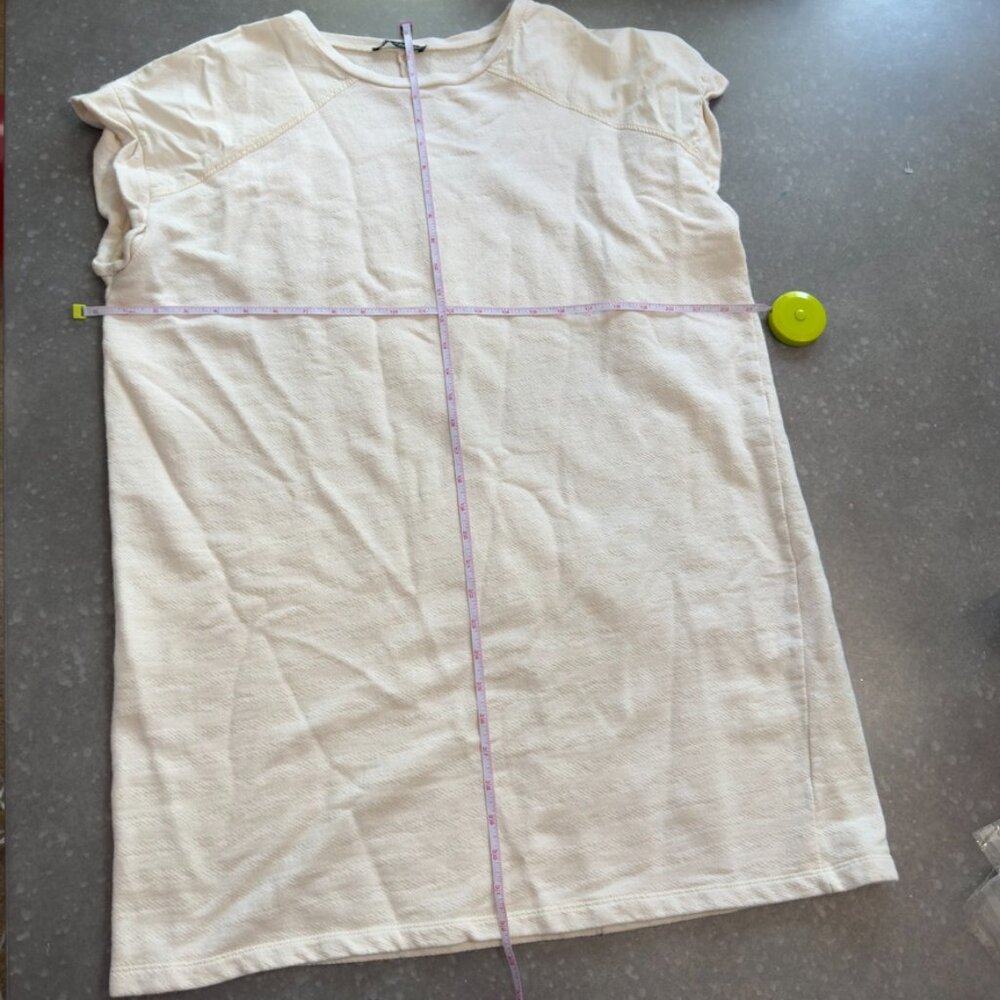 ZARA Cream Textured Short Sleeve Sweatshirt – Size Medium - Picture 9 of 11